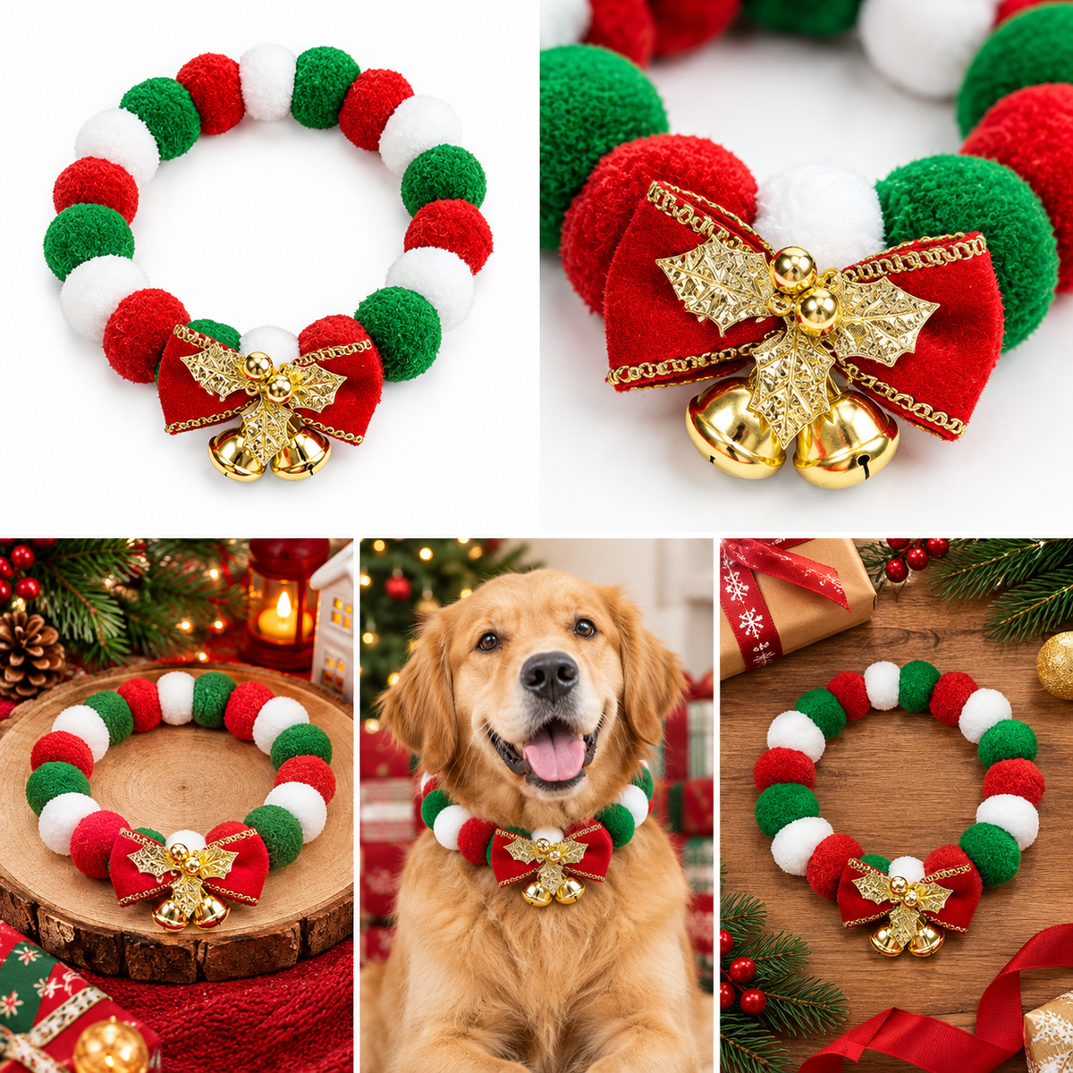 Christmas Pom Pom Pet Necklace