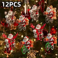 Santa Claus Wooden Hanging Ornaments Set