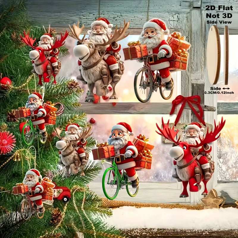 Santa Claus Wooden Hanging Ornaments Set