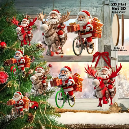 Santa Claus Wooden Hanging Ornaments Set