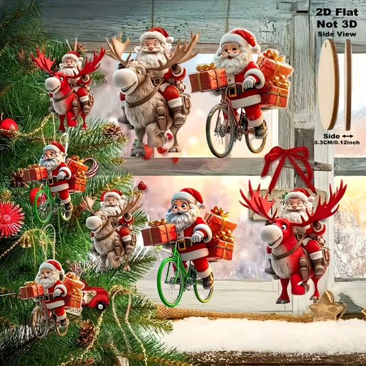 Santa Claus Wooden Hanging Ornaments Set